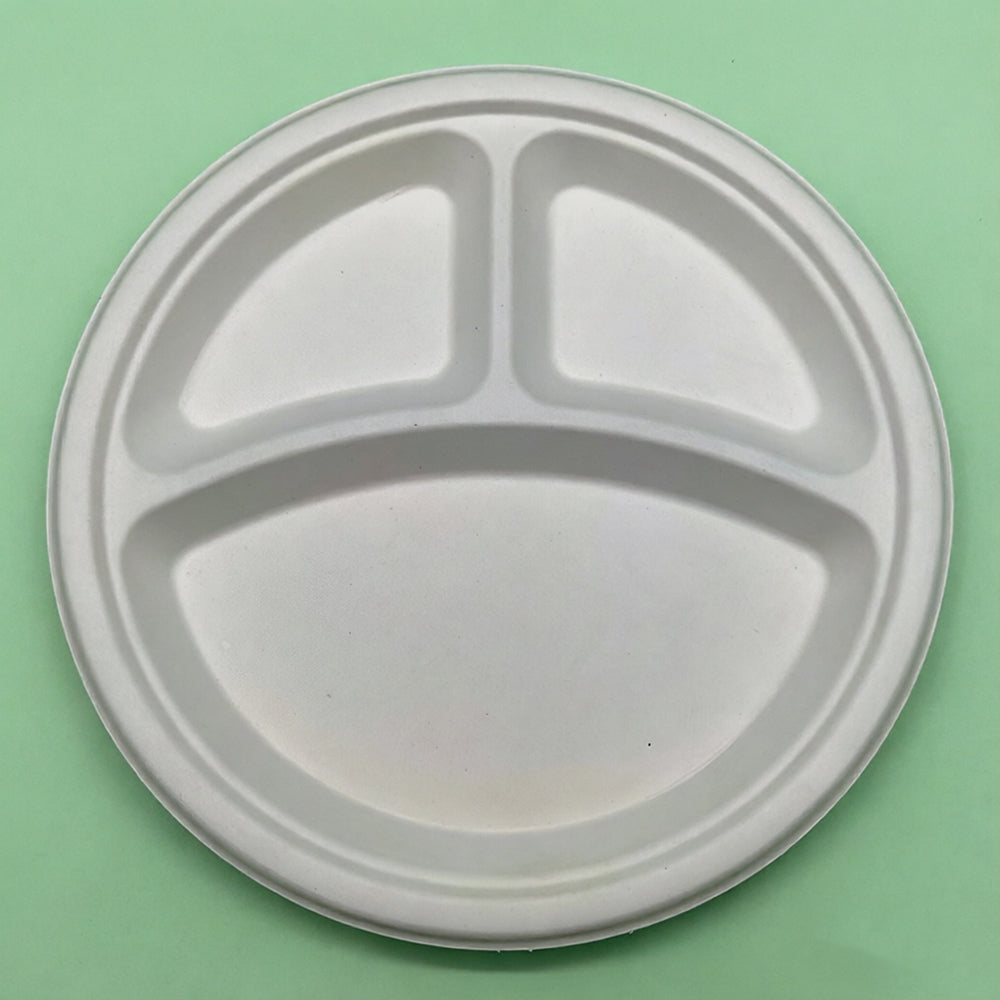 10-inch round three-compartment plate