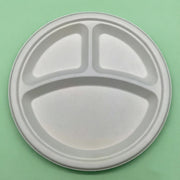 10-inch round three-compartment plate