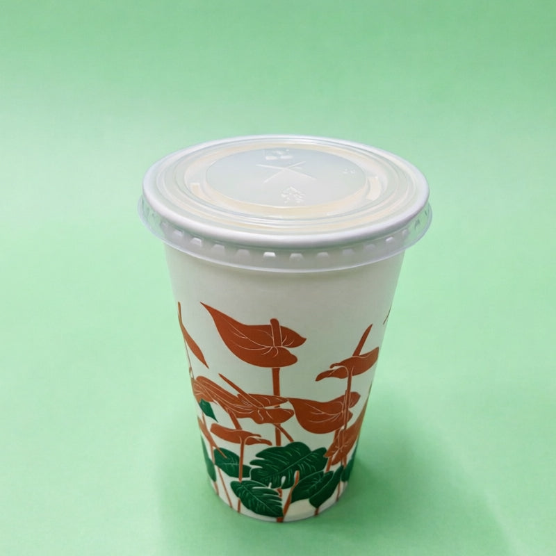 紅掌花圖案紙杯+蓋 12oz