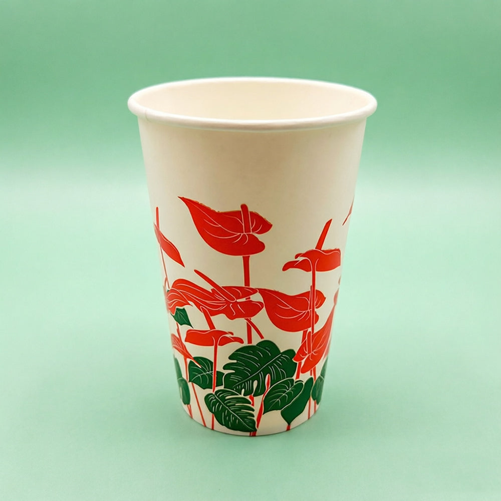 紅掌花圖案紙杯 12oz