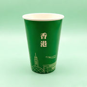 綠底白線圖案紙杯 12oz