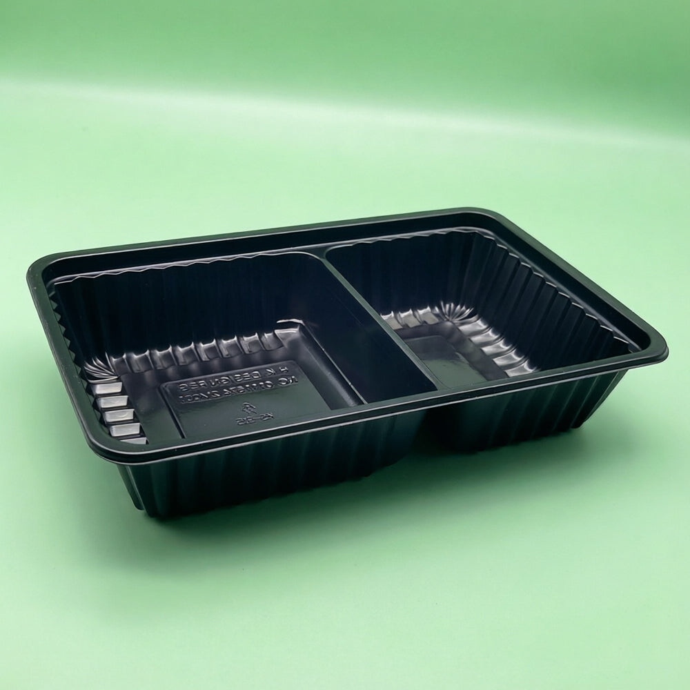 PP Black Two-Compartment Meal Box 28oz