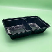 PP Black Two-Compartment Meal Box 28oz
