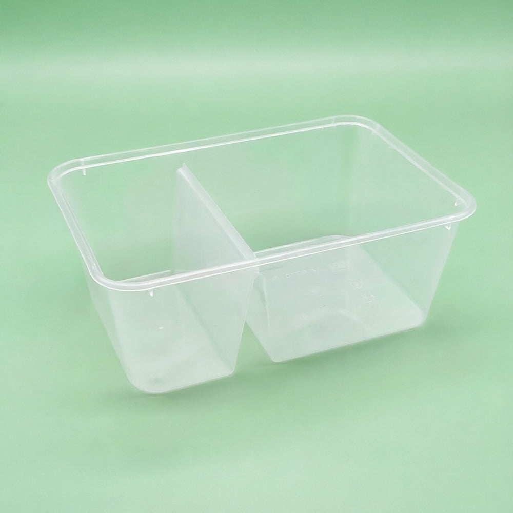 PP Transparent Two-Compartment Meal Box 1000ml