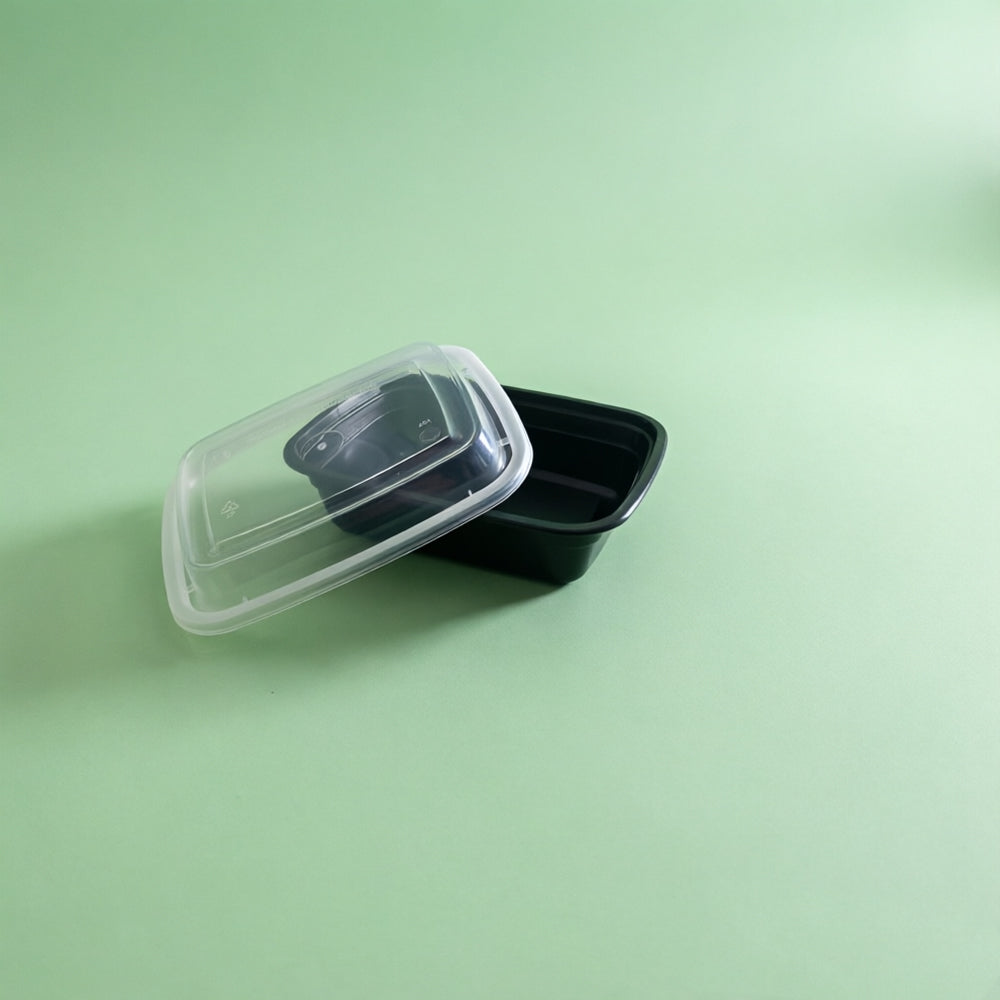PP Black Container with Lid 12oz