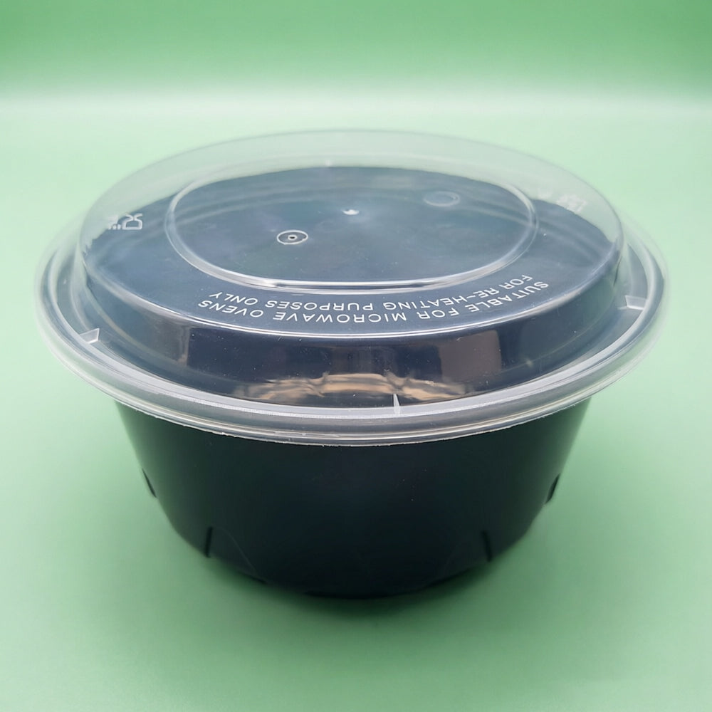 PP Black Bowl + Lid 42oz