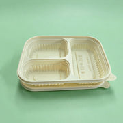 KS-612AB Corn Starch 3 Compartments Lunch Box with Lids 1000ml